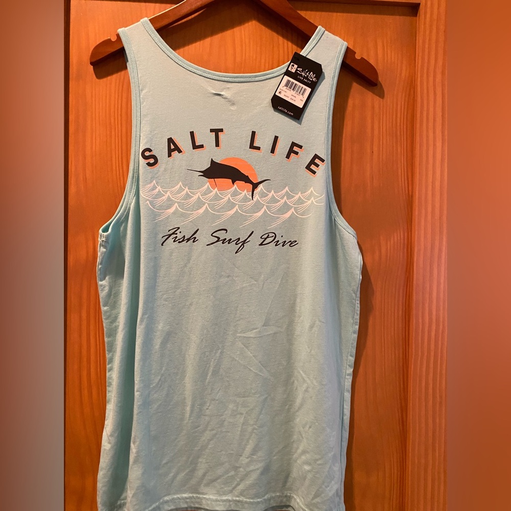 Salt Life Men’s Aqua Fish Surf Dive  Graphic  Tank Top NWT Size S